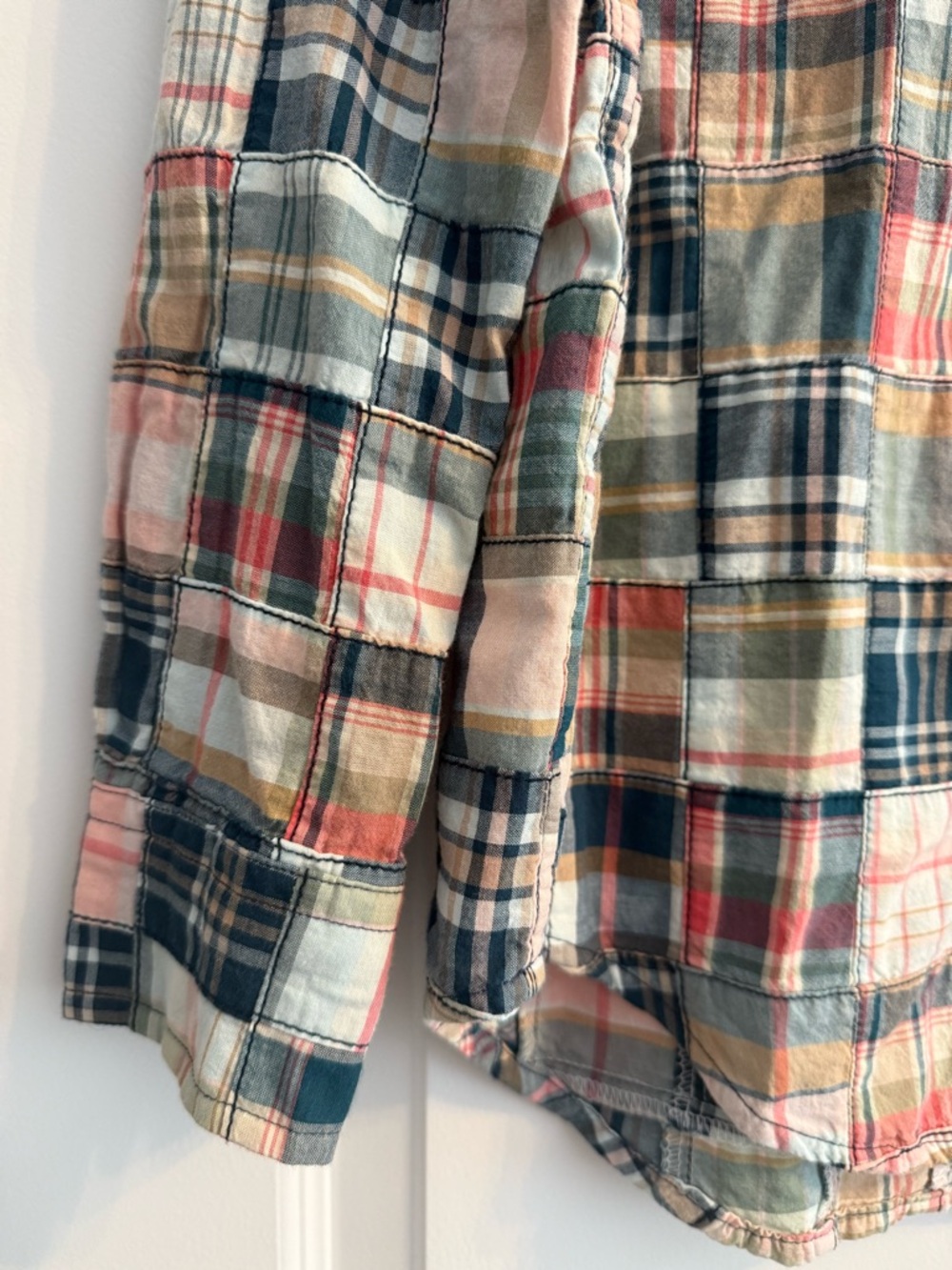 Polo by Ralph Lauren Patchwork Plaid Button-Down Shirt in Navy, Red, Cream - Picture 2 of 9